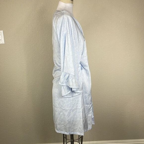 NWT Nordstrom Light Blue Floral Short Kimono Robe Sz XS missing belt - Picture 2 of 11